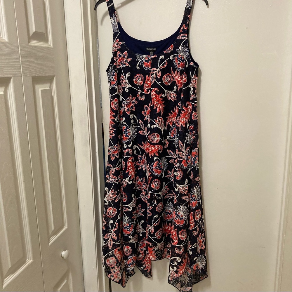 Nina Leonard hankerchied hem dress